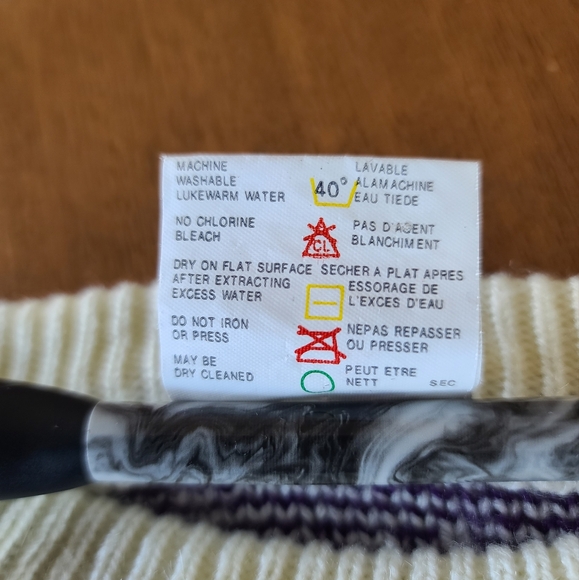 Vintage Grandpa-core White, Green and Purple Sweater - Picture 7 of 8